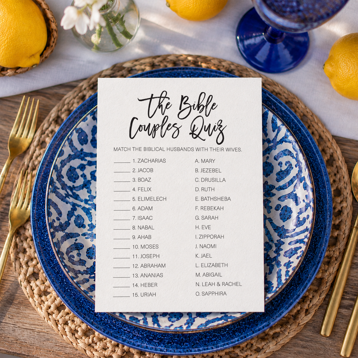 The Bible Couples Quiz Bridal Shower Game