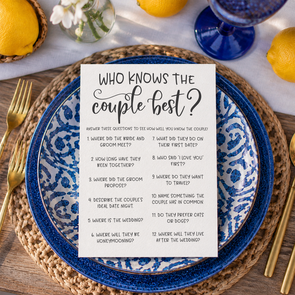 Who Knows The Couple Best Bridal Shower Game