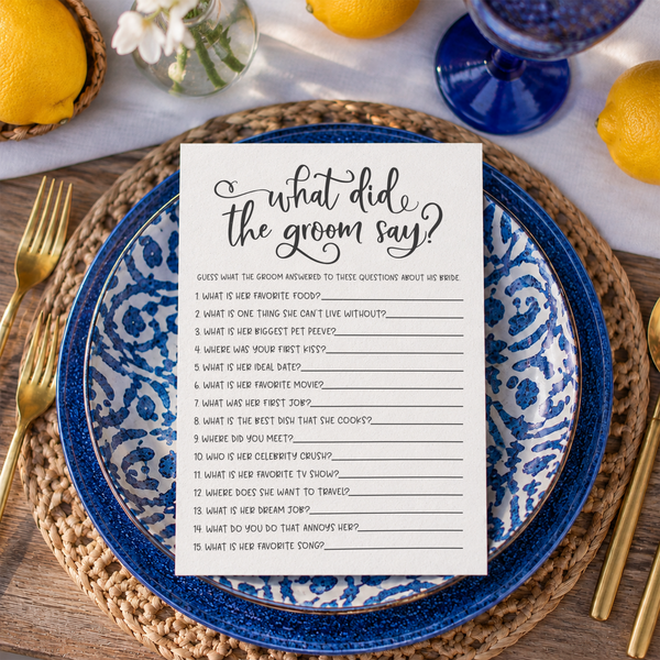 What Did The Groom Say Bridal Shower Game