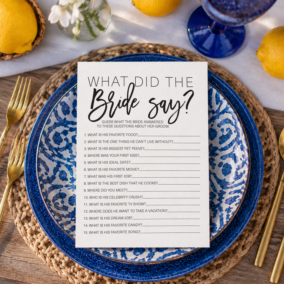 What Did The Bride Say Bridal Shower Game