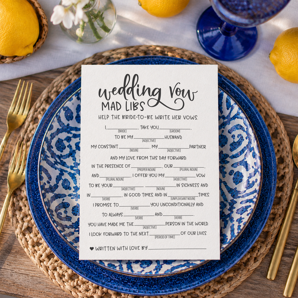 Wedding Vow Mad Libs Bridal Shower Game