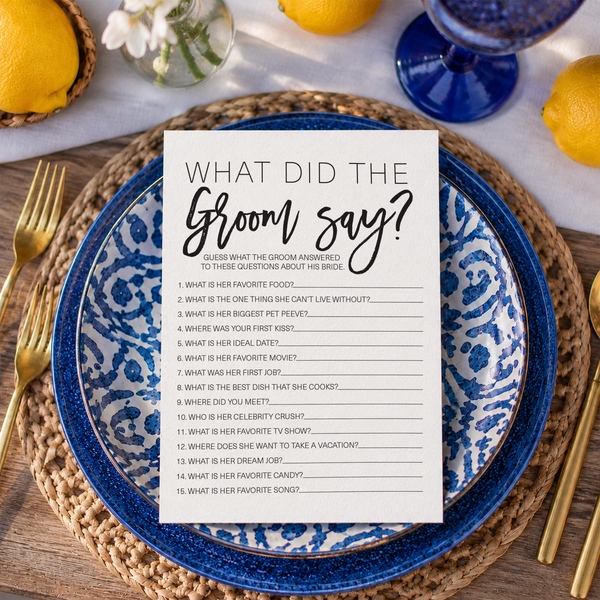 What Did The Groom Say Bridal Shower Game
