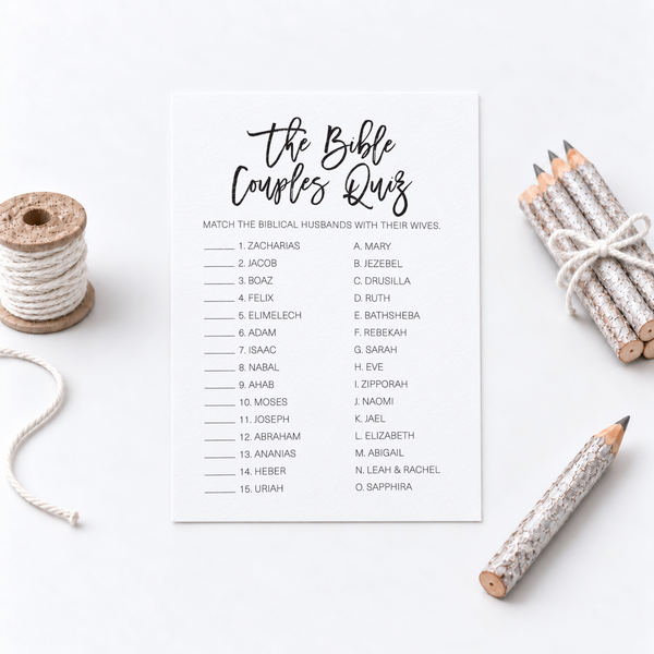 The Bible Couples Quiz Bridal Shower Game