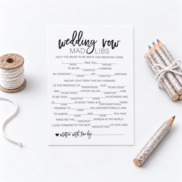 Wedding Vow Mad Libs Bridal Shower Game