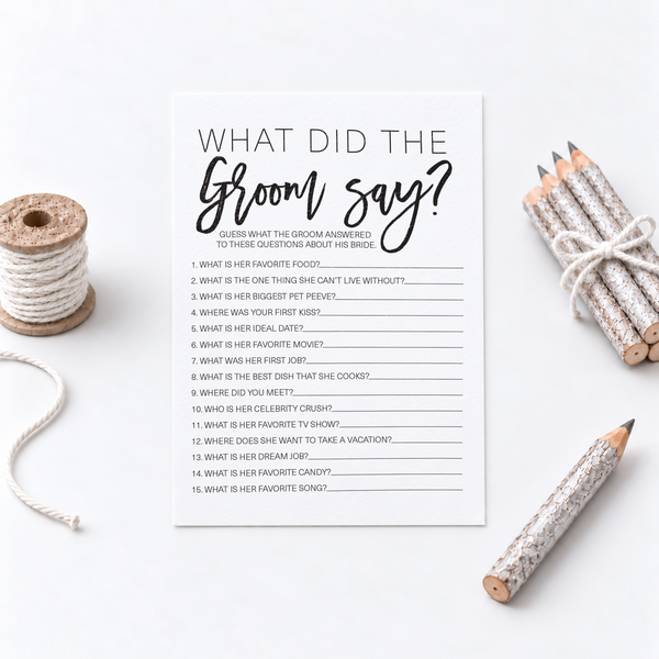 What Did The Groom Say Bridal Shower Game