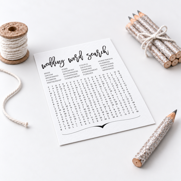 Wedding Word Search Bridal Shower Game