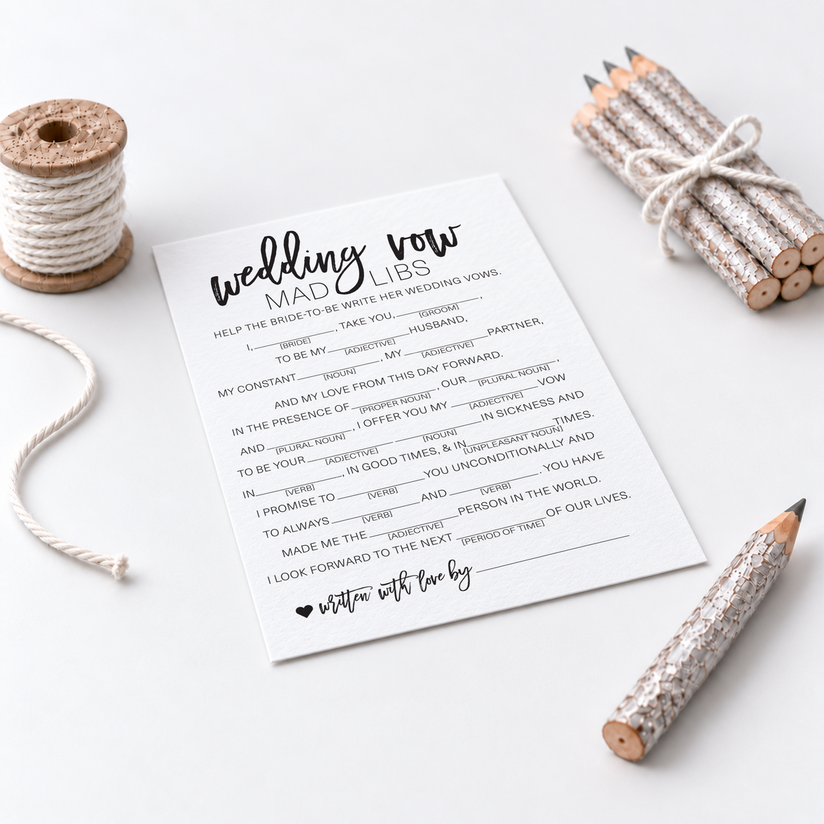 Wedding Vow Mad Libs Bridal Shower Game