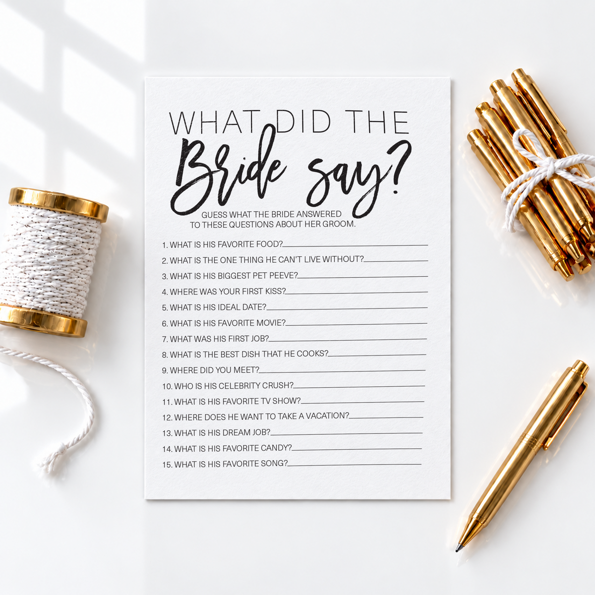 What Did The Bride Say Bridal Shower Game