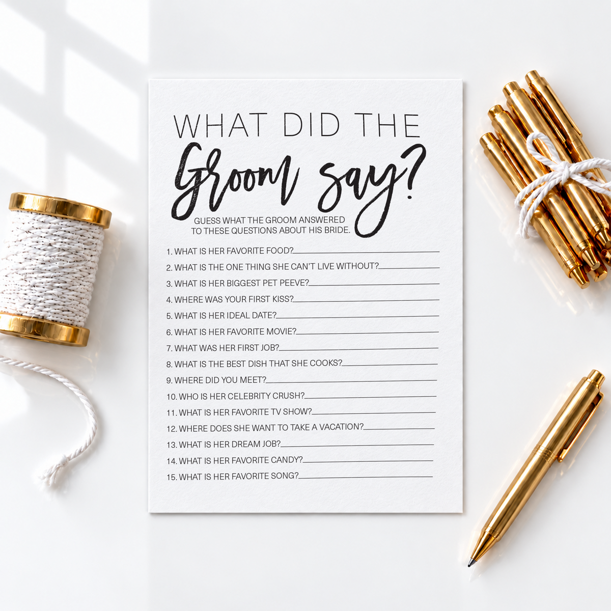 What Did The Groom Say Bridal Shower Game