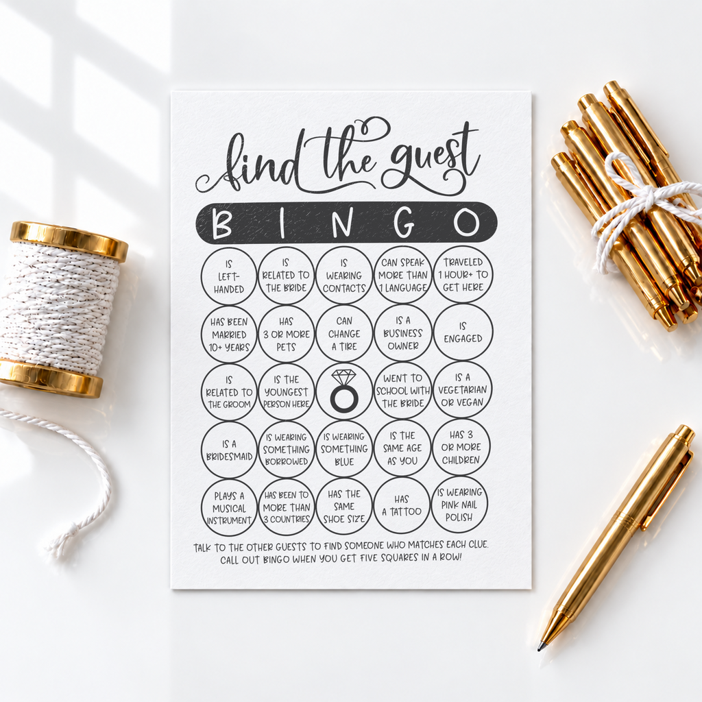 Find The Guest Bingo Bridal Shower Game