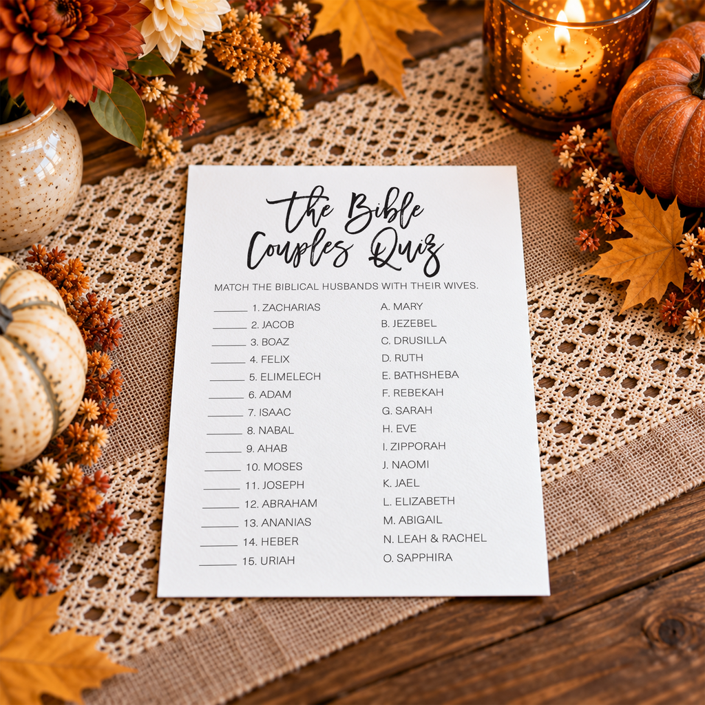 The Bible Couples Quiz Bridal Shower Game