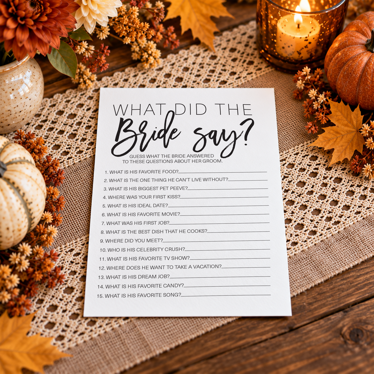 What Did The Bride Say Bridal Shower Game