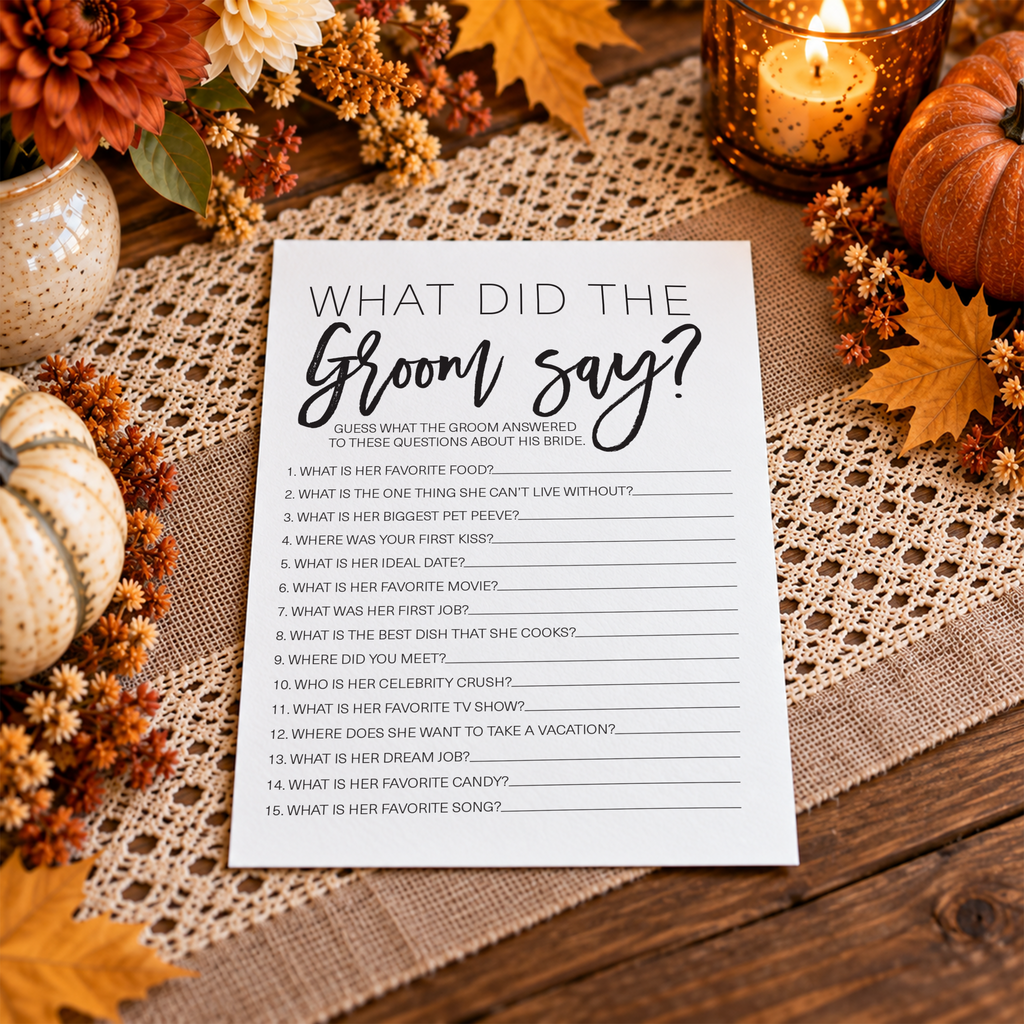 What Did The Groom Say Bridal Shower Game
