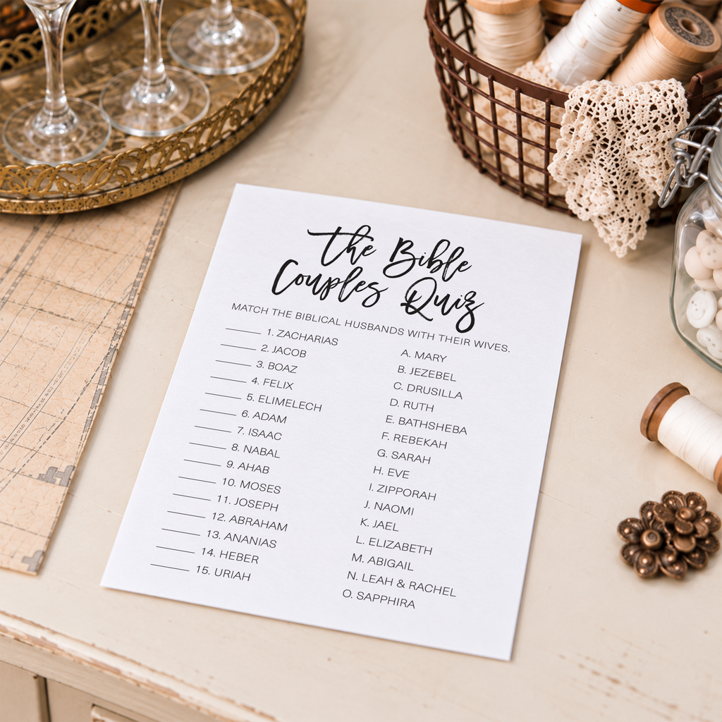 The Bible Couples Quiz Bridal Shower Game