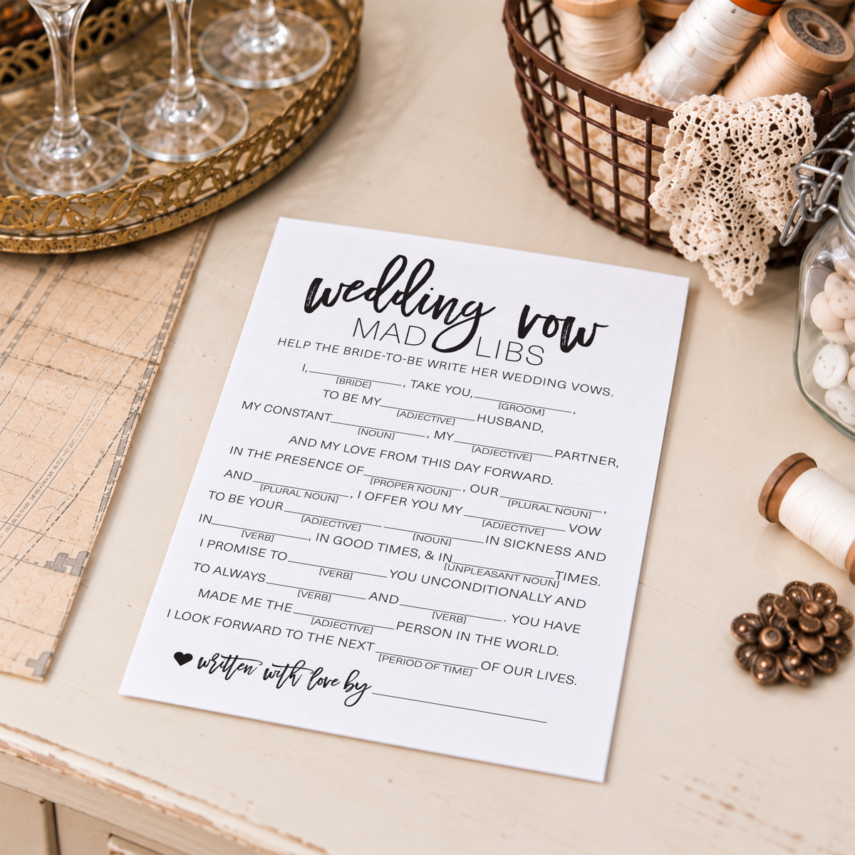 Wedding Vow Mad Libs Bridal Shower Game