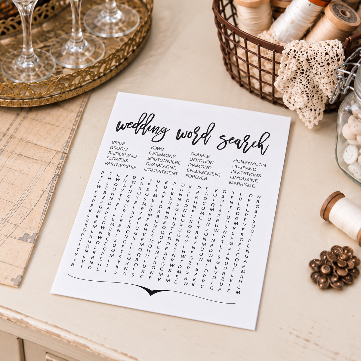 Wedding Word Search Bridal Shower Game