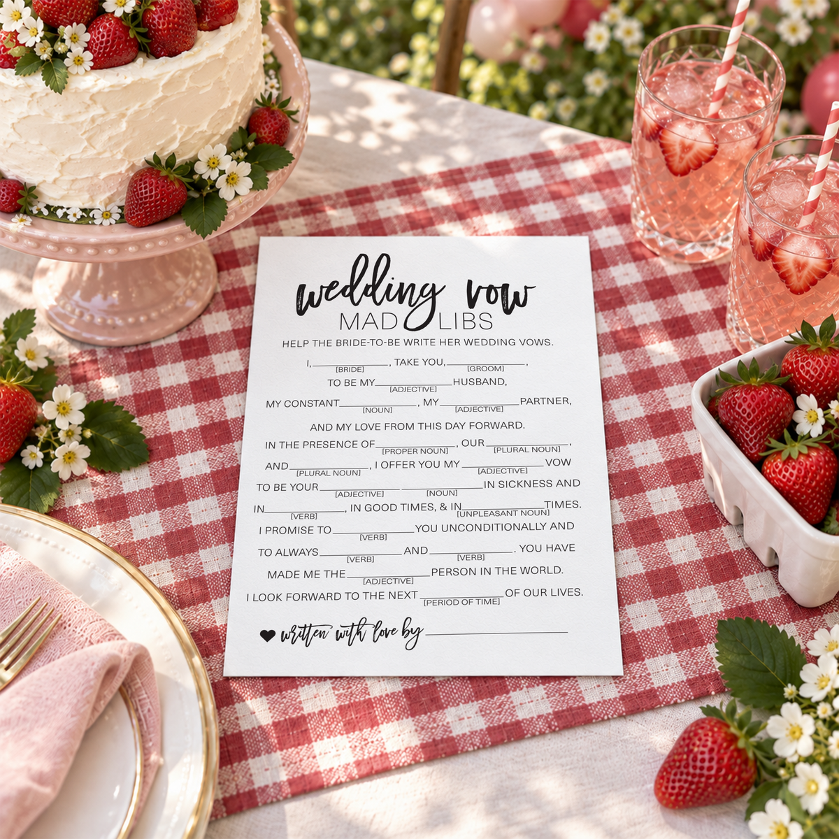 Wedding Vow Mad Libs Bridal Shower Game