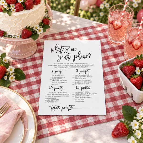 What's On Your Phone Bridal Shower Game