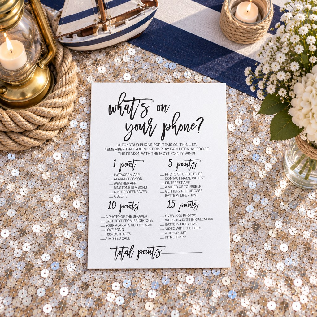 What's On Your Phone Bridal Shower Game
