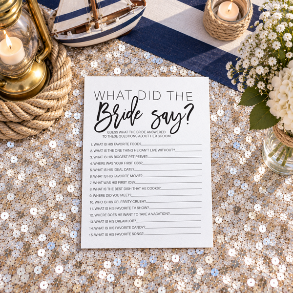 What Did The Bride Say Bridal Shower Game