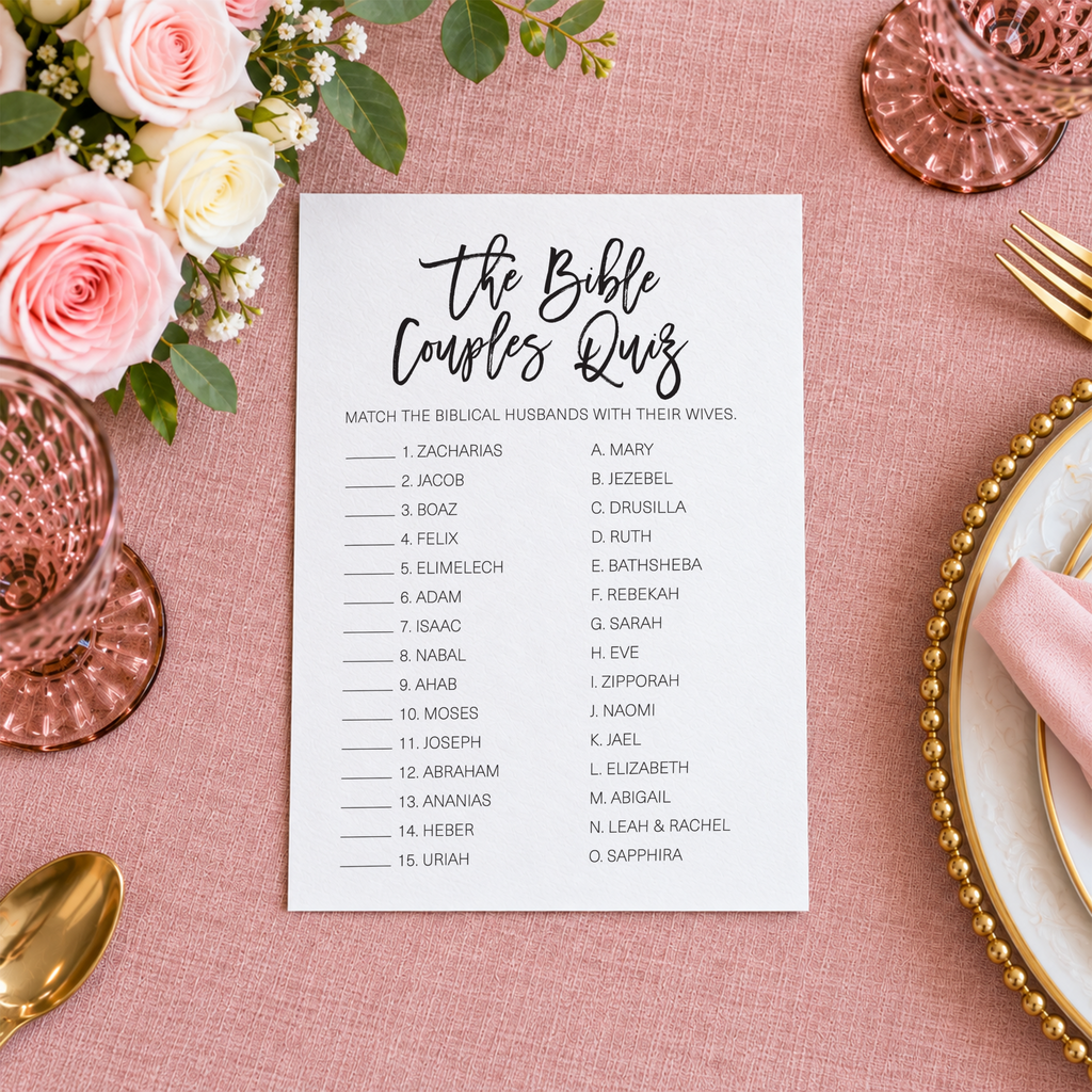 The Bible Couples Quiz Bridal Shower Game