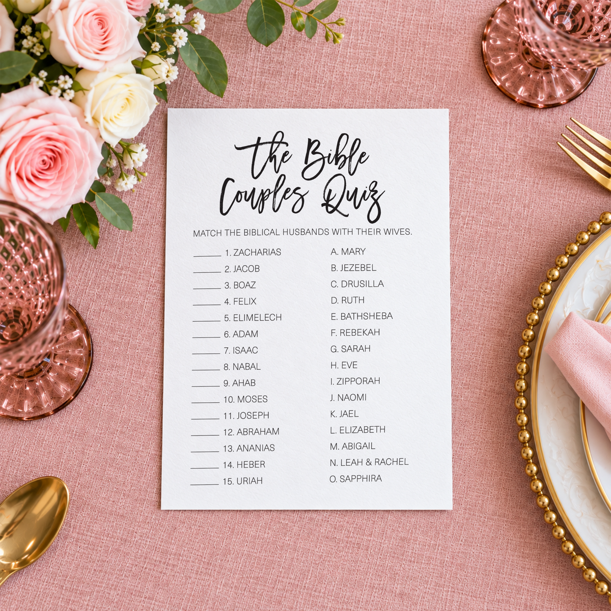 The Bible Couples Quiz Bridal Shower Game
