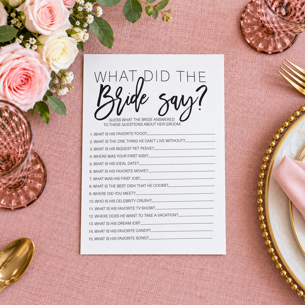 What Did The Bride Say Bridal Shower Game