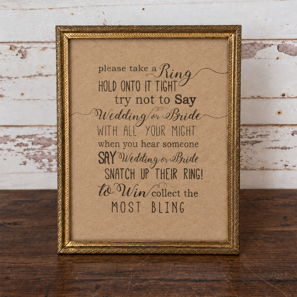 Please Take A Ring Bridal Shower Sign
