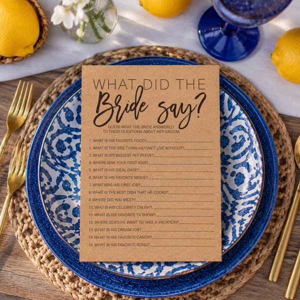 What Did The Bride Say Bridal Shower Game