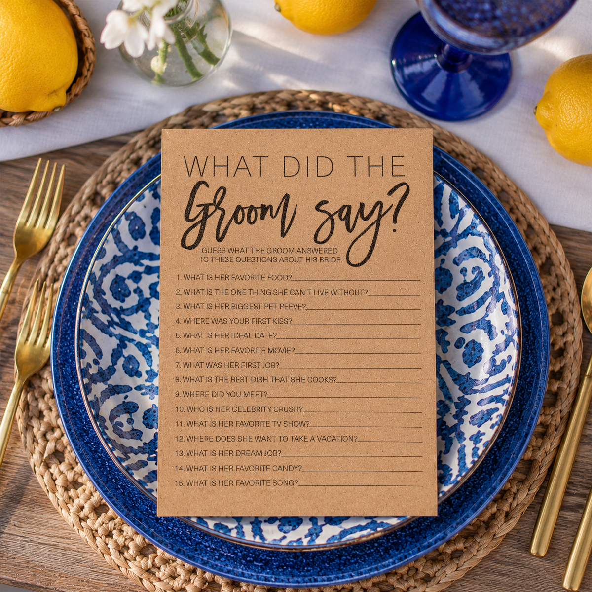What Did The Groom Say Bridal Shower Game