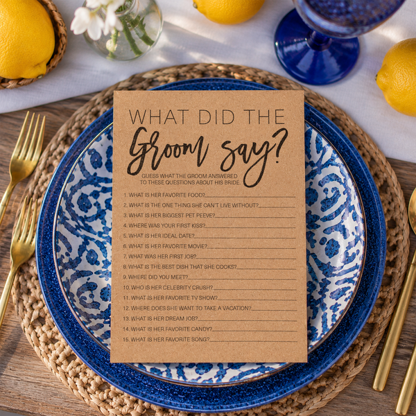 What Did The Groom Say Bridal Shower Game