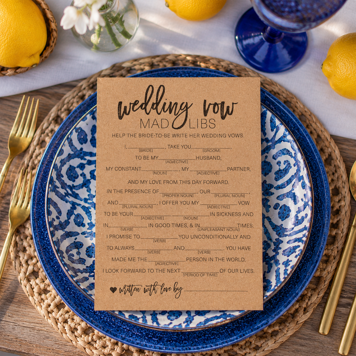 Wedding Vow Mad Libs Bridal Shower Game