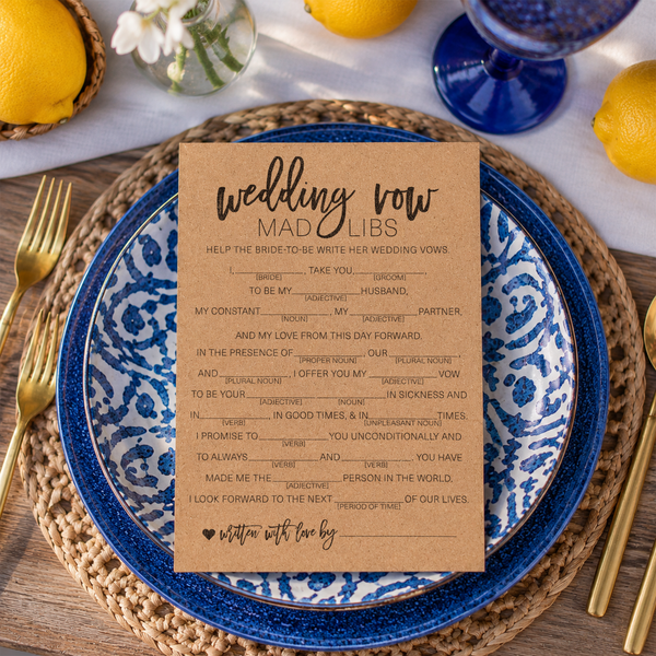 Wedding Vow Mad Libs Bridal Shower Game