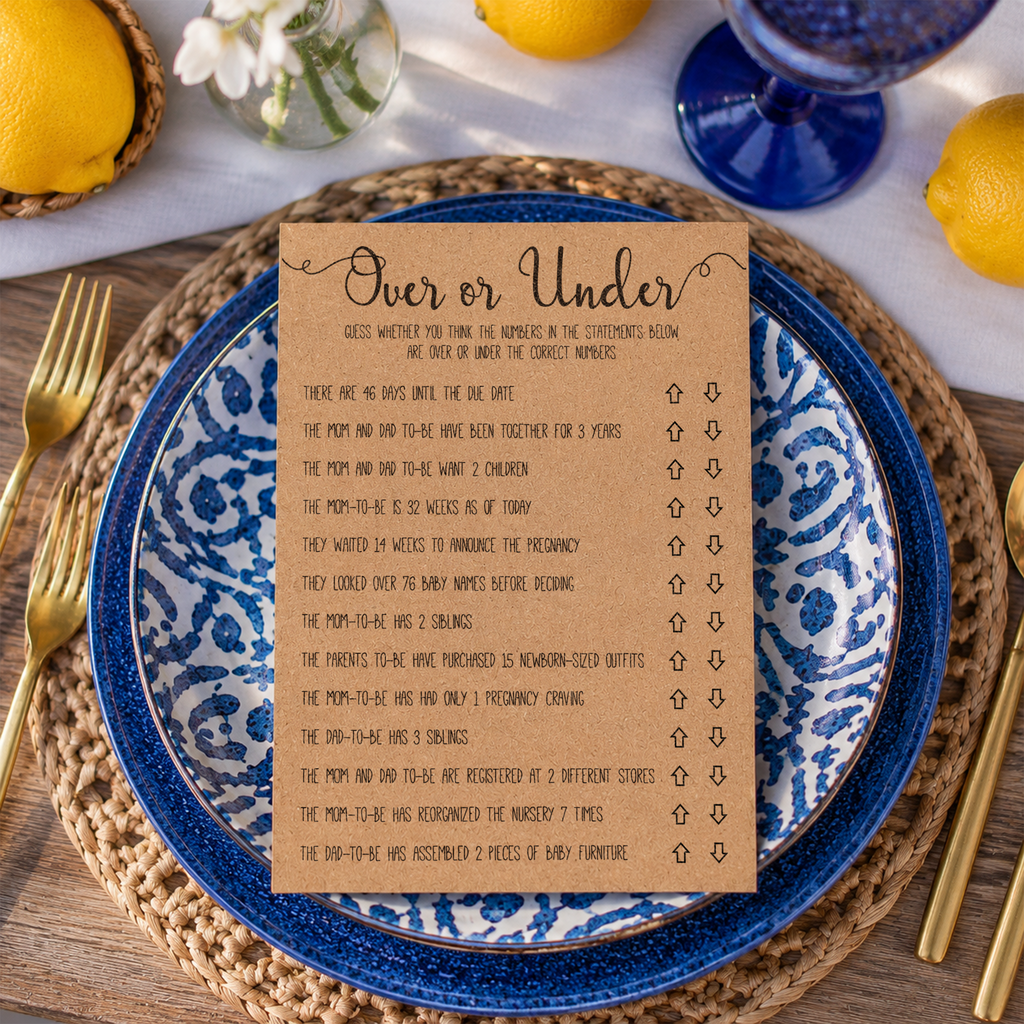 Over or Under Baby Shower Game