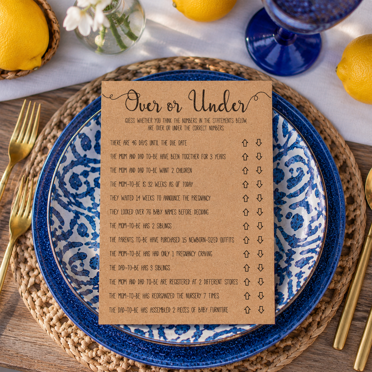 Over or Under Baby Shower Game