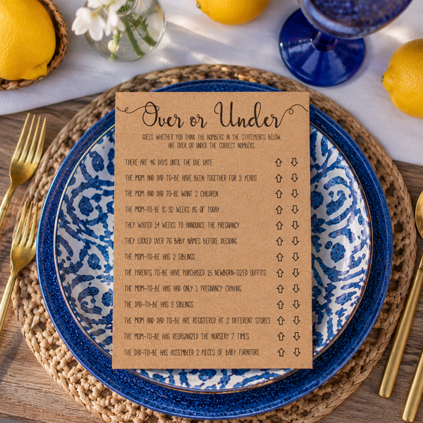Over or Under Baby Shower Game