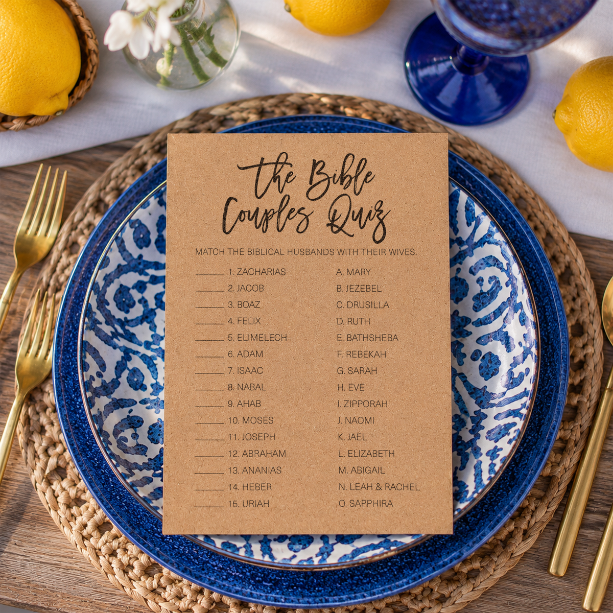The Bible Couples Quiz Bridal Shower Game