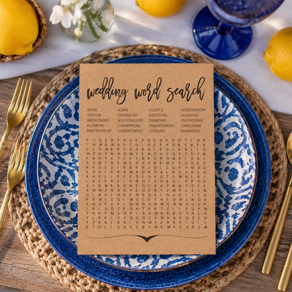 Wedding Word Search Bridal Shower Game