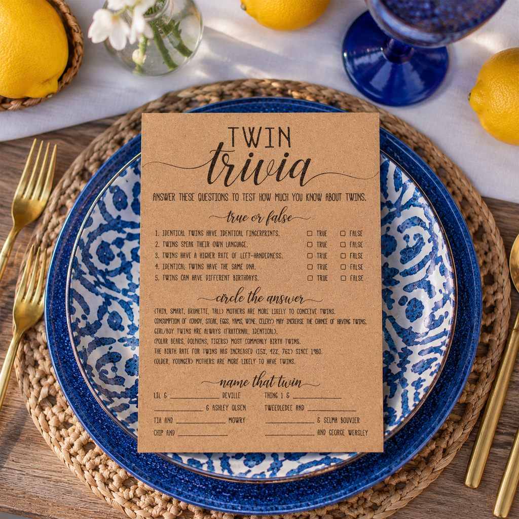 Twin Trivia Baby Shower Game