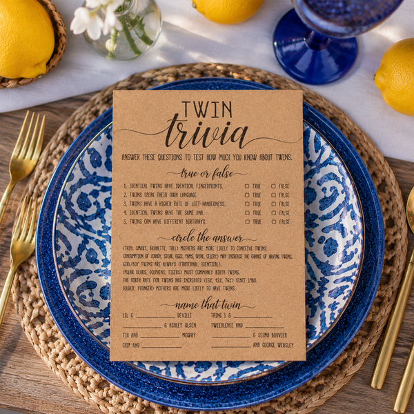 Twin Trivia Baby Shower Game