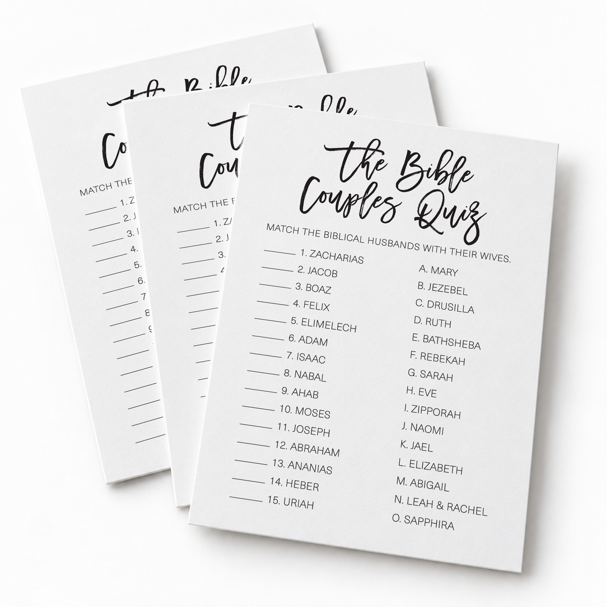 The Bible Couples Quiz Bridal Shower Game