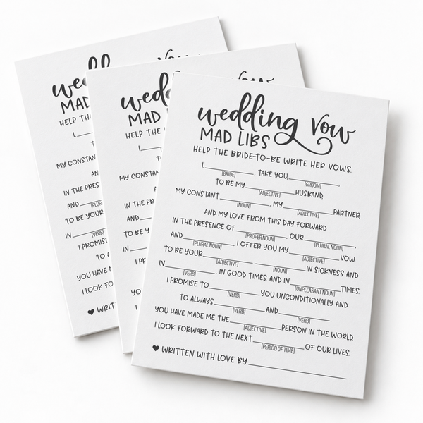 Wedding Vow Mad Libs Bridal Shower Game