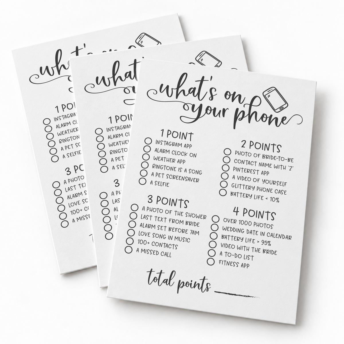 What's On Your Phone Bridal Shower Game