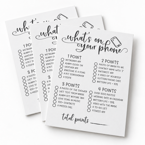 What's On Your Phone Bridal Shower Game