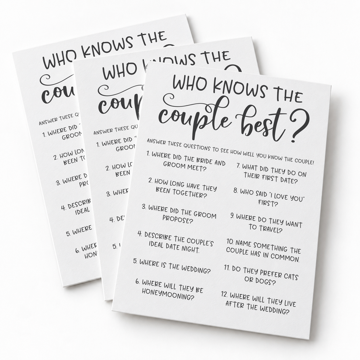 Who Knows The Couple Best Bridal Shower Game