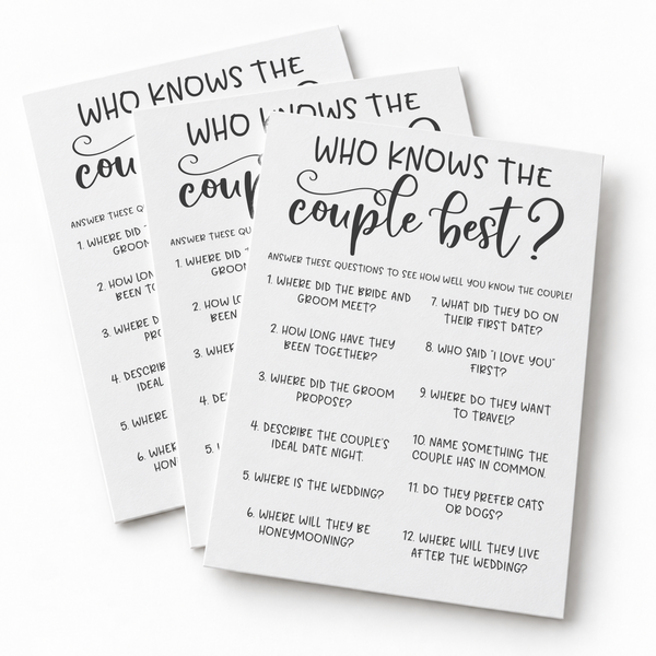 Who Knows The Couple Best Bridal Shower Game