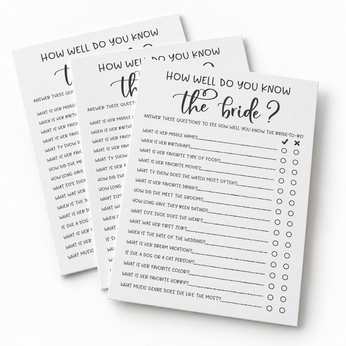 How Well Do You Know the Bride Bridal Shower Game