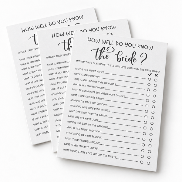 How Well Do You Know the Bride Bridal Shower Game
