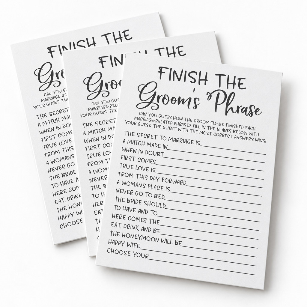 Finish the Groom's Phrase Bridal Shower Game