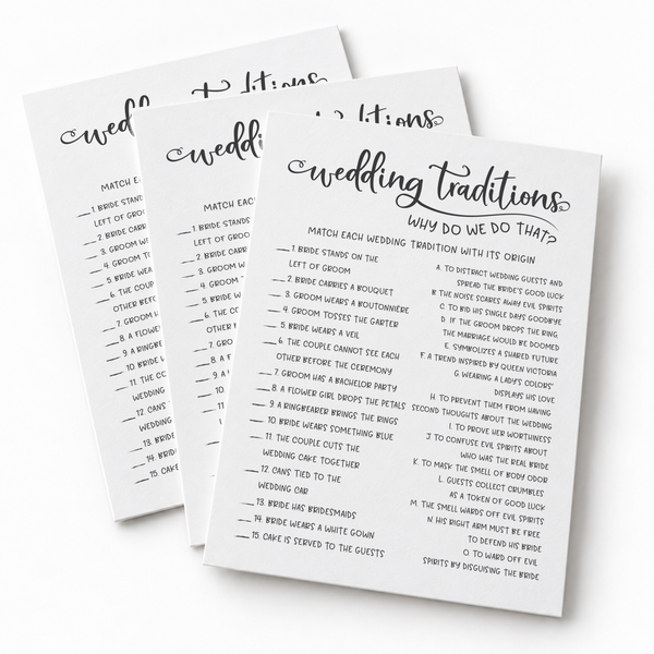 Wedding Traditions Bridal Shower Game